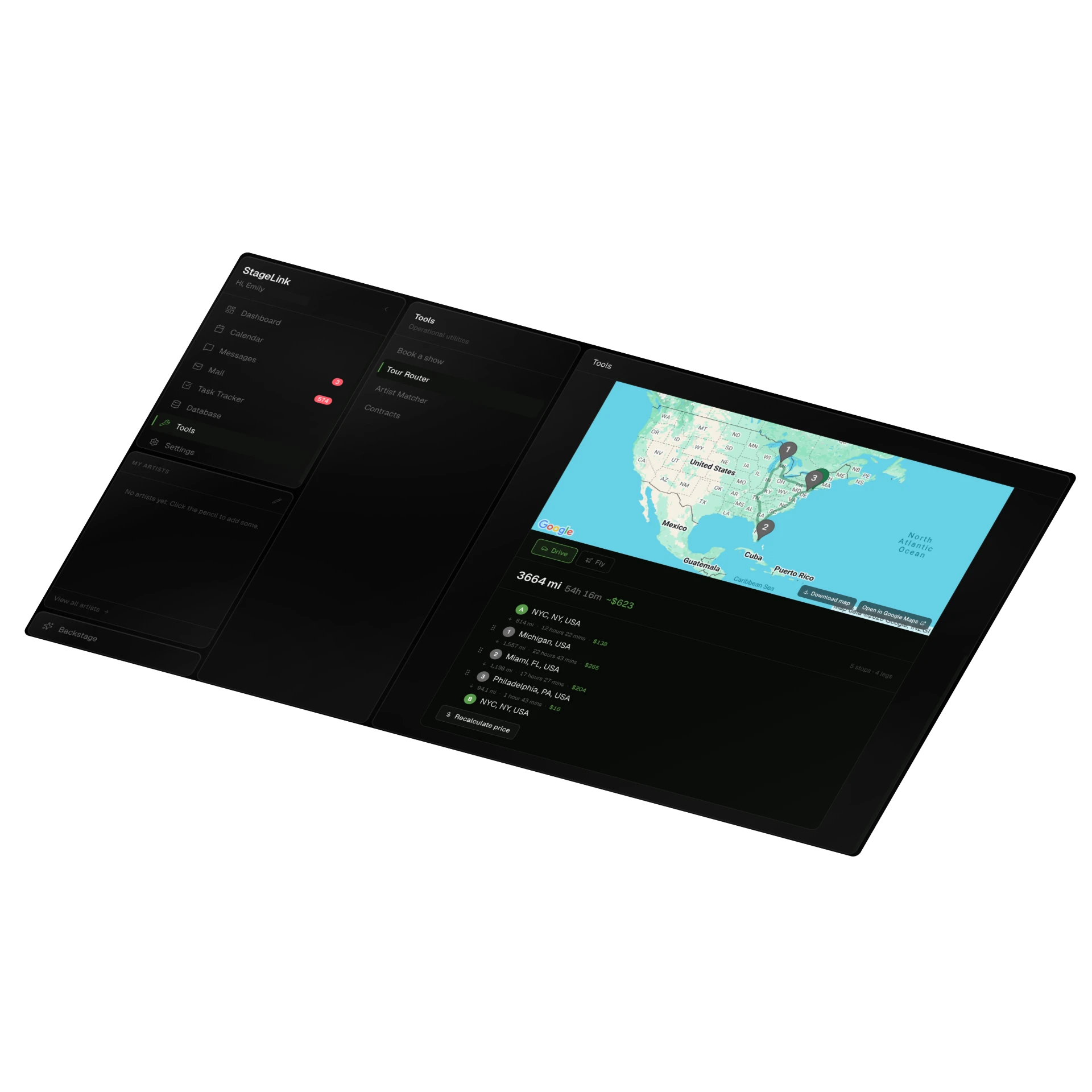 StageLink app interface preview